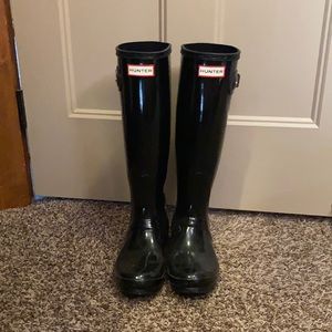 Tall, black Hunter boots